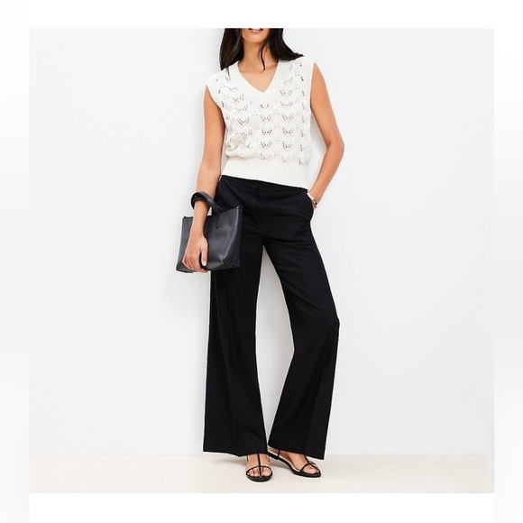 LOFT Pants - LOFT Black 100% Linen Mid-Rise Business Casual Trousers Pants Office Work NWOT